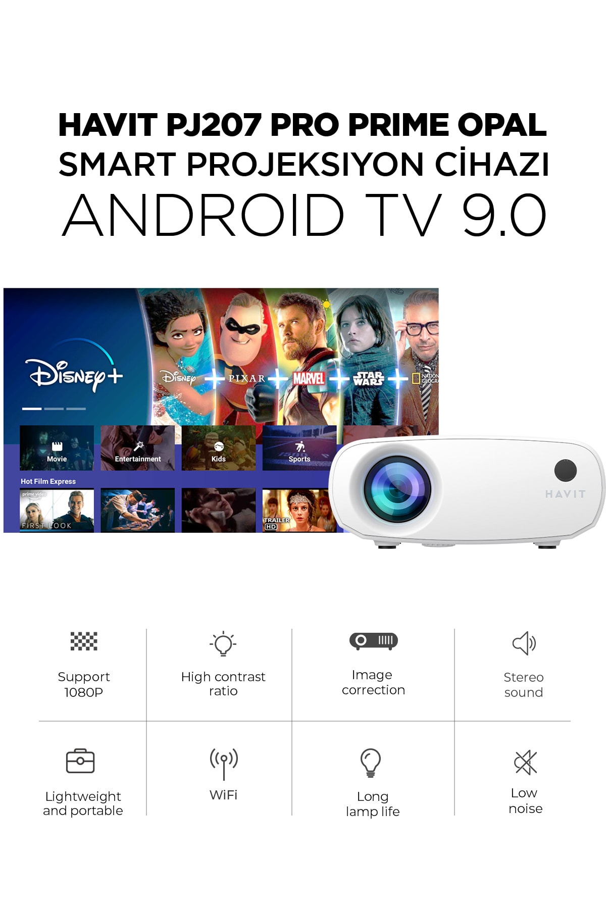 Pj207 Pro Prime Opal Smart Projeksiyon Cihazı (youtube, Netflix, Exxen, Disney+)