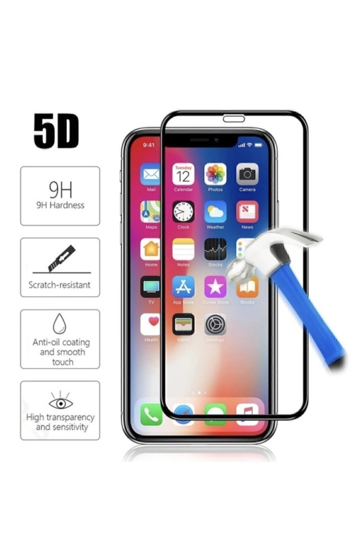 Iphone 11 Tam Kaplayan Ekran Koruyucu - 5d Darbe Emici Temperli Kırılmaz Cam